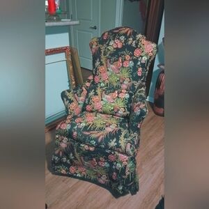 2 vintage high back peacock chairs